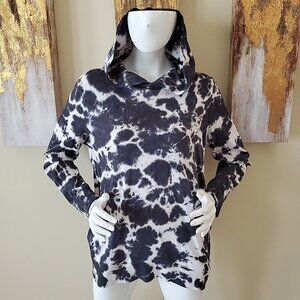 Wonder Nation Tie Dye Black Ribbed Hem Hooded Unisex Sweatshirt SZ XL (14-16)